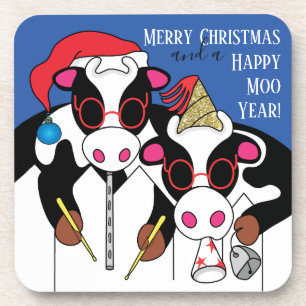 Dessous de verre de Noël Bonne année Moo