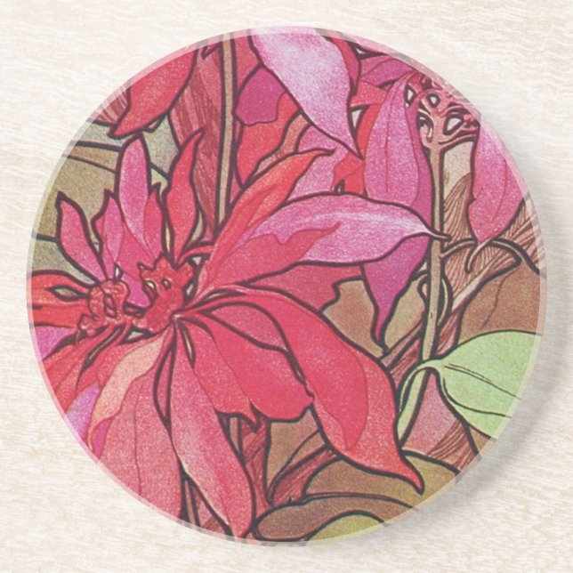 Dessous de verre de Noël de poinsettias d'Alphonse (Devant)