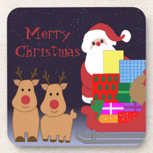 Dessous de verre de Noël père Noël & Reindeer