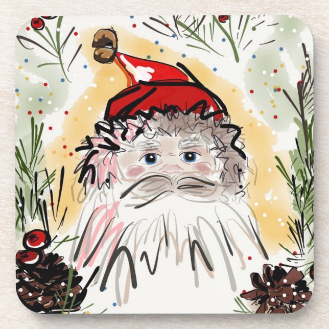 Dessous de verre de Noël Père Noël (série de six) (Devant)