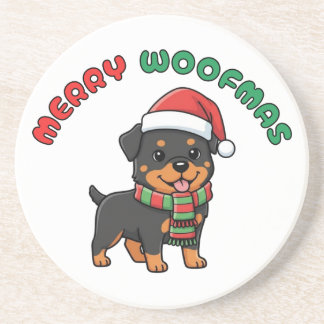 Dessous de verre de Noël Rottweiler : Joyeux Woofm