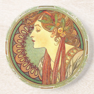 Dessous de verre de Nouveau d'art d'Alphonse Mucha