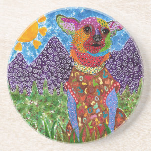 Dessous de verre de patte de chien dans le bleu