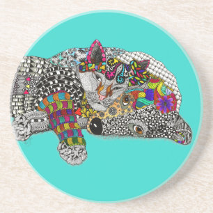 Dessous de verre de patte de chien dans le bleu