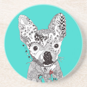 Dessous de verre de patte de chien dans le bleu