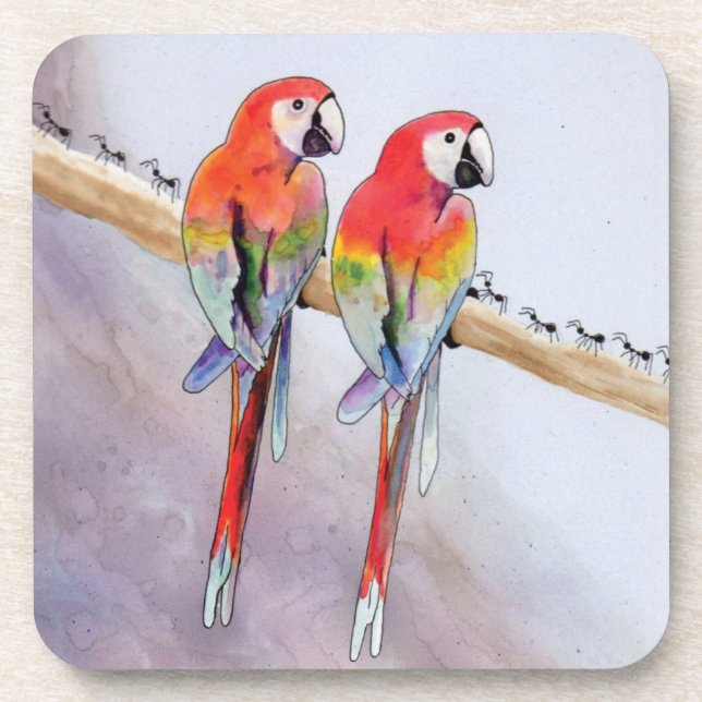 Dessous de verre de perroquets colorés (Devant)