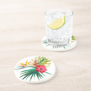 Dessous de verre de pierre à fleurs tropicales