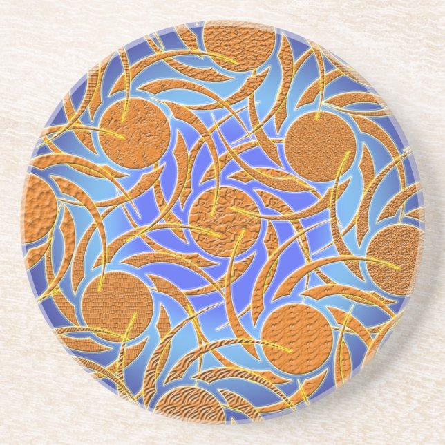 Dessous de verre de pierre bleu et orange texturé (Devant)