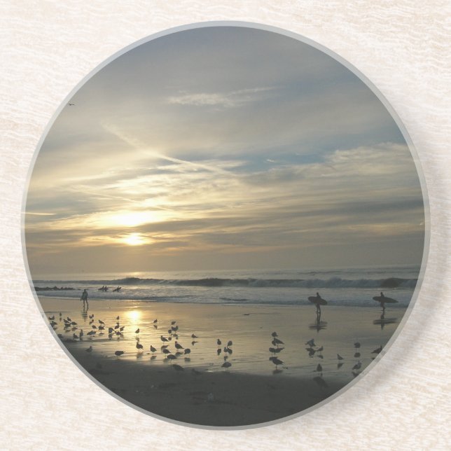 Dessous de verre de plage de coucher du soleil de (Devant)