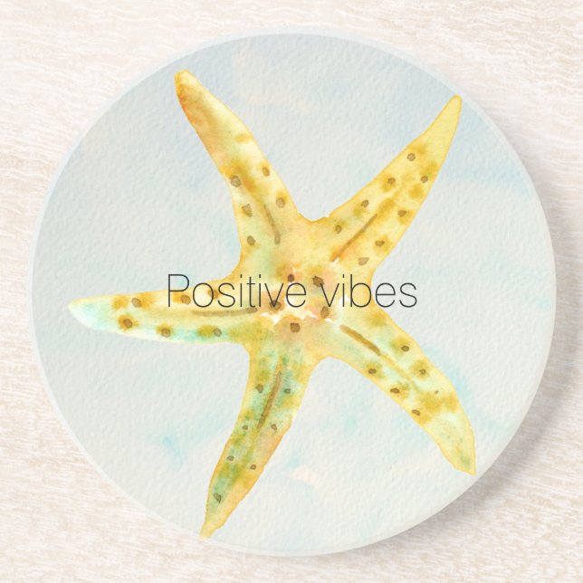 Dessous de verre de plage de Starfish jaune (Devant)
