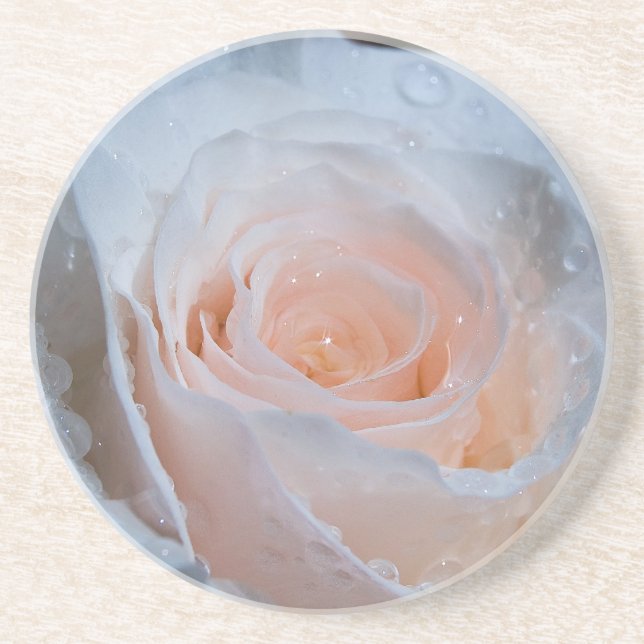 Dessous de verre de rose blanc (Devant)