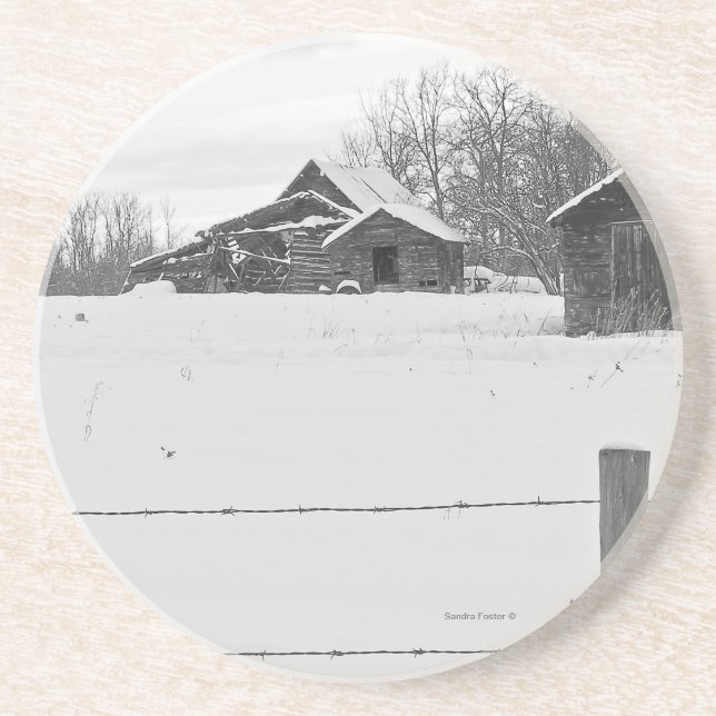 Dessous de verre de scène hivernale Rustique Shack (Devant)
