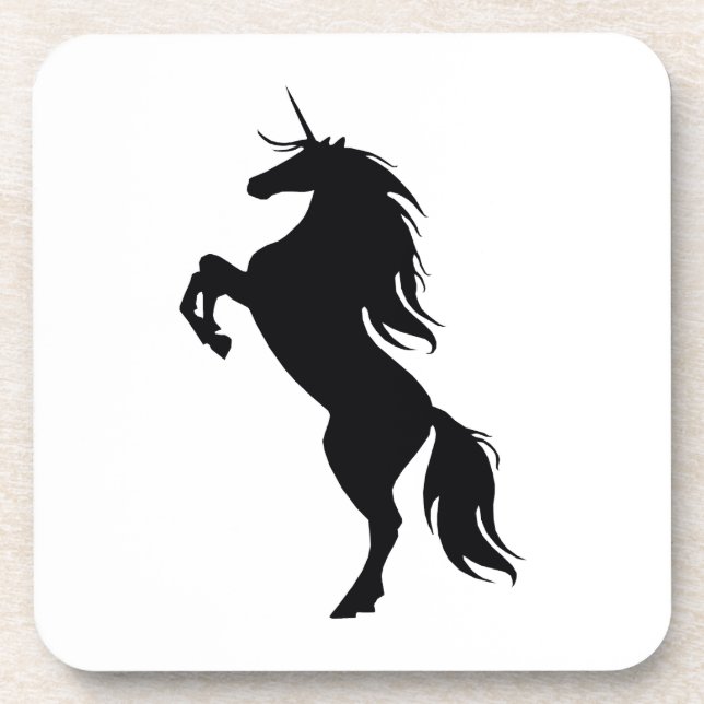 Dessous de verre de silhouette Unicorne noire (Devant)