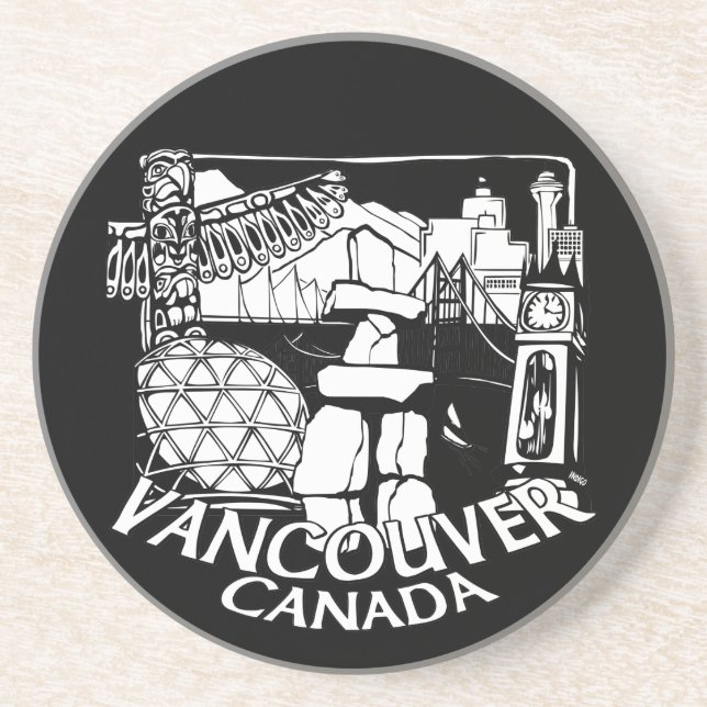 Dessous de verre de souvenirs de Vancouver Totem P (Devant)