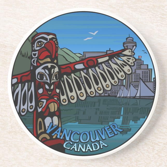 Dessous de verre de souvenirs de Vancouver Totem P (Devant)