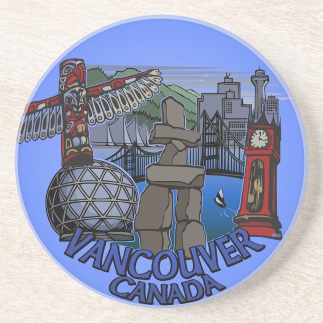 Dessous de verre de souvenirs de Vancouver Totem P (Devant)