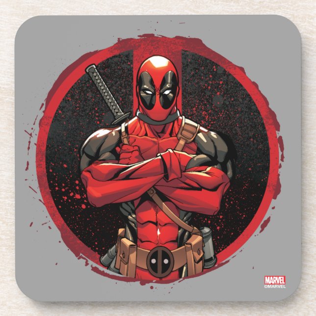 Dessous-de-verre Deadpool dans le logo Paint Splatter (Devant)
