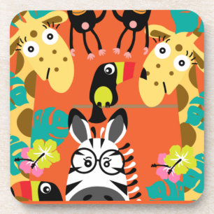 Dessous-de-verre Décor d'animaux de la jungle de pépinière