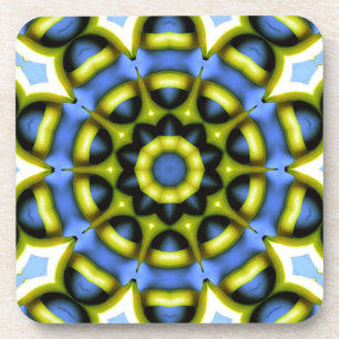 Dessous-de-verre Décoration Kaléidoscope Bleu Jaune