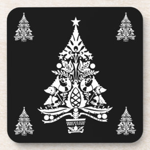 Dessous-de-verre Décorations scandinaves nordiques d'arbres de Noël