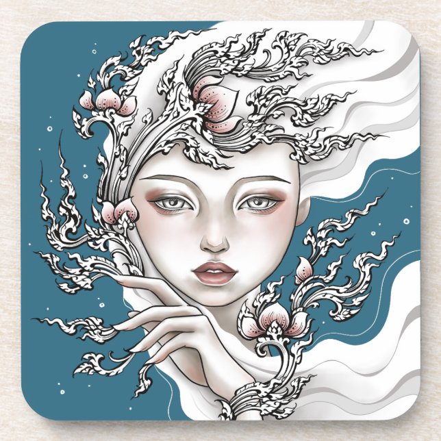Dessous de verre Déesse du lotus bleu (Devant)