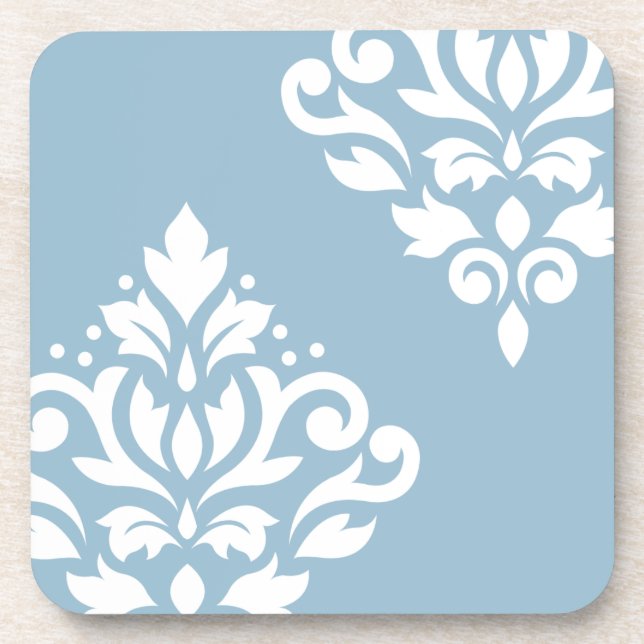 Dessous-de-verre Défiler Damas Art I Blanc sur Bleu clair (Devant)