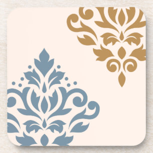 Dessous-de-verre Défiler Damask Art I Blue Gold Cream