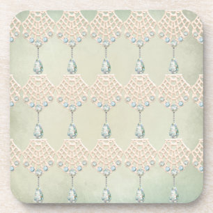 Dessous-de-verre dentelle d'hiver vintage strass turquoises victori