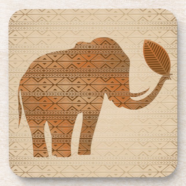 Dessous-de-verre Design d'art tribal des éléphants (Devant)