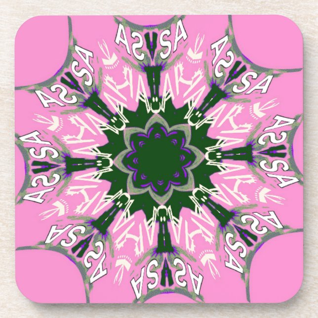 Dessous-de-verre Design de mode florale noir et rose (Devant)
