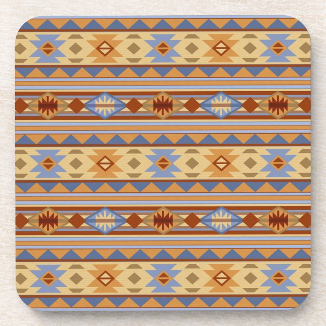 Dessous-de-verre Design Motif Sud-Ouest Rouille Gris Or (Devant)