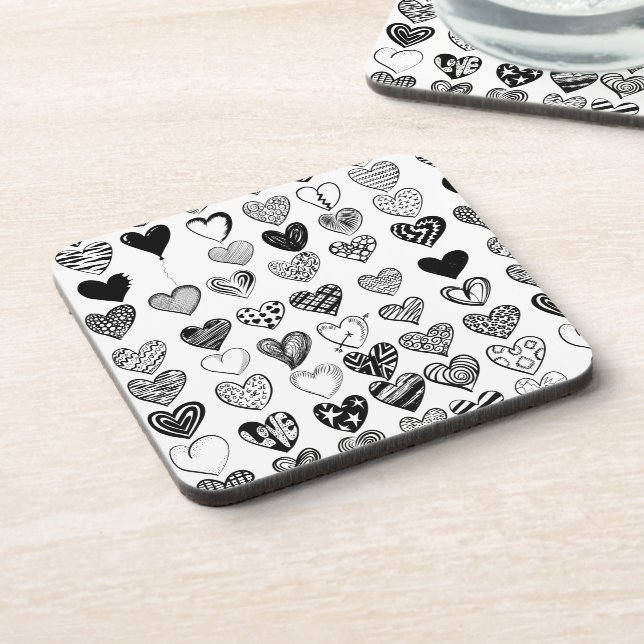 Dessous-de-verre Dessin adorable de Black Heart Scribble (Côté gauche)