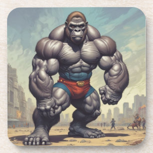 Dessous-de-verre Dessin d'art pop de Gorilla Bodybuilder