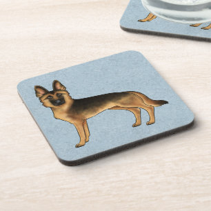 Dessous-de-verre Dessin de berger allemand noir et bronzé GSD Chien