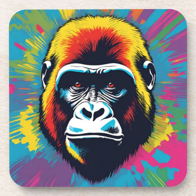 Dessous-de-verre Dessin de dessin de peinture Gorilla Pop (Devant)