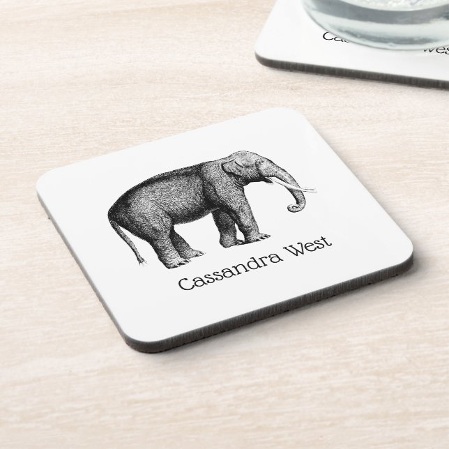 Dessous-de-verre Dessin d'éléphant vintage (Côté gauche)
