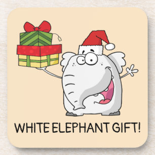 Dessous-de-verre Dessin-dessin de l'éléphant blanc Santa Hat