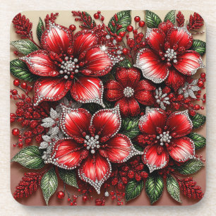 Dessous-de-verre Dessin floral orné de gemmes complexes
