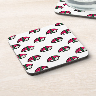 Dessous-de-verre Dessin Kawaii Sushi, riz aux poissons et algues