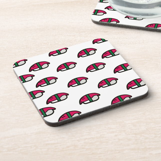 Dessous-de-verre Dessin Kawaii Sushi, Riz de Poisson et Algues (Côté gauche)