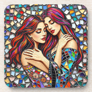 Dessous-de-verre Deux femmes amoureuses   Style Carrelage mosaïque 