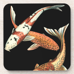 Dessous-de-verre Deux Japonais Koi Goldfish sur un Arrière - plan n