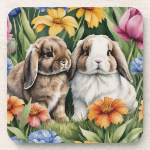 Dessous-de-verre Deux lapins de lapin de lapin de petite lop ensemb