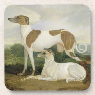 Dessous-de-verre Deux lévriers dans un paysage (huile sur la toile