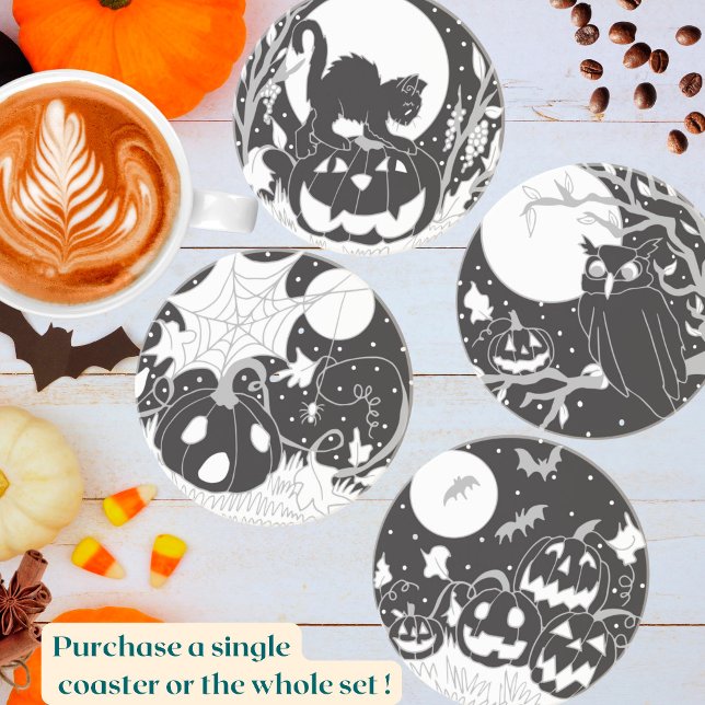 Dessous de verre d'Halloween de Chouette éffrayant (Créateur téléchargé)