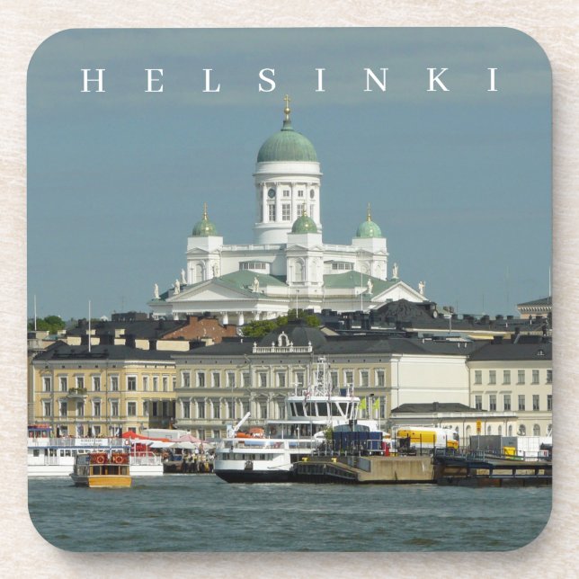 Dessous de verre d'Helsinki avec vue sur le port e (Devant)