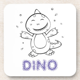 Dessous-de-verre Dinosaur - Animal d'art esquissé en noir et blanc