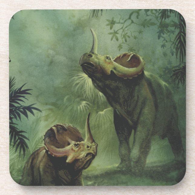 Dessous-de-verre Dinosaures vintage, Centrosaurus dans la jungle (Devant)
