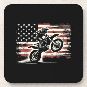 Dessous-de-verre Dirt Bike American Flag Motocross Biker Vintage US