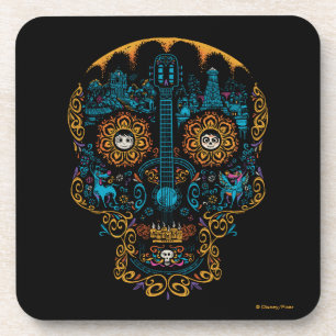 Dessous-de-verre Disney Pixar Coco   Guitare ornée colorée au crâne